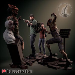 Joel and Ellie 3D Printed Figure, The Last of Us Collectible Figures, Unpainted