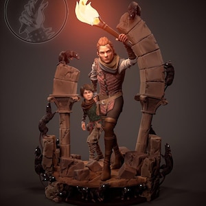 Amicia and Hugo 3D Printed Figures, A Plague Tale: Innocence Figures, Unpainted