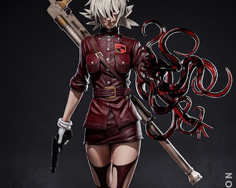 Figura impresa en 3D de Seras Victoria Hellsing, kit de modelo de chica policía sin pintar