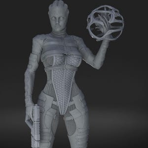 Shiala Mass Effect 3D Printed Figure, Unpainted Asari Commando Model Kit