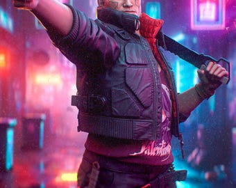 Figura impresa en 3D de Jackie Welles, Cyberpunk 2077: Samurái Mercenario, sin pintar