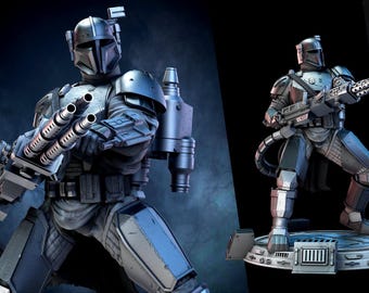 Paz Vizsla 3D Printed Figure, Mandalorian Heavy Infantry Statue, Unpainted