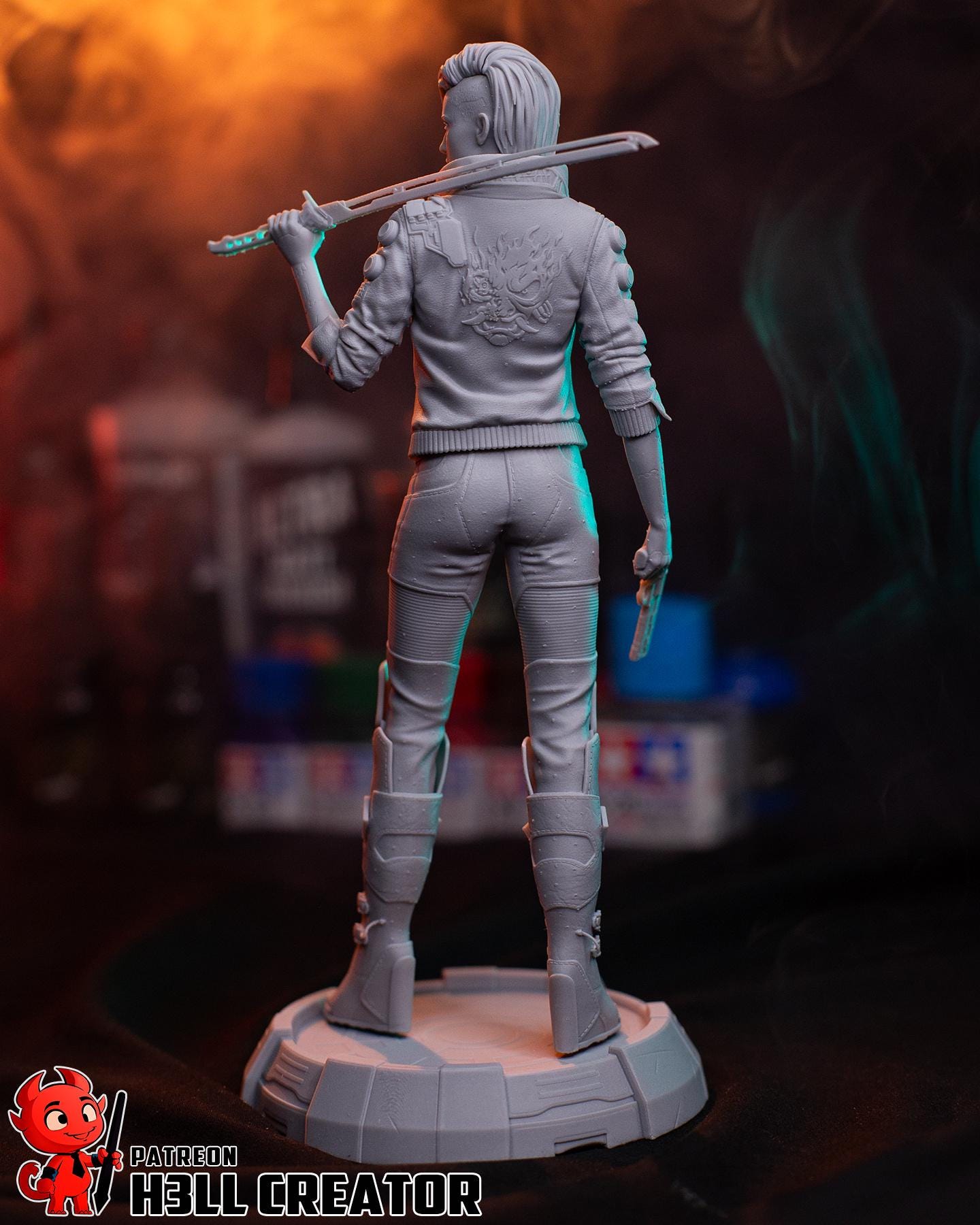 Female V 3D Printed Figure, Cyberpunk 2077 Samurai Mercenary