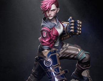 Vi 3D Printed Figure, Arcane League of Legends Statue, Unpainted