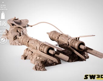 Kit de maqueta de vaina de carreras de Anakin Skywalker de Star Wars, impresión 3D, sin pintar, con escena de Tatooine