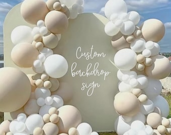 Letrero de fondo personalizado, calcomanía de feliz cumpleaños, letrero para panel de fondo de arco de globos, letrero de fiesta personalizado, calcomanía de baby shower, despedida de soltera