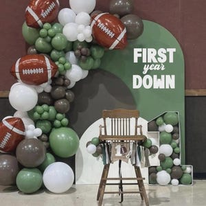 First Year Down Birthday Sign, Happy Birthday decal, Sign for Balloon Arch Backdrop panel, Football birthday sign, Baby Boy 1st Birthday