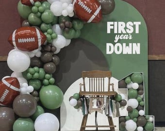 First Year Down Birthday Sign, Happy Birthday decal, Sign for Balloon Arch Backdrop panel, Football birthday sign, Baby Boy 1st Birthday