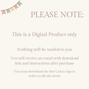 May include: Cream-colored digital product announcement with text: "PLEASE NOTE: This is a Digital Product only. Nothing will be mailed to you. You will receive an email with download link and instructions after purchase." A banner of pastel flags is in the upper left.