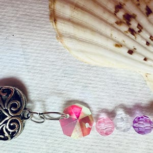 Heart Crystal Sun Catcher: Pink Bead Window Decor
