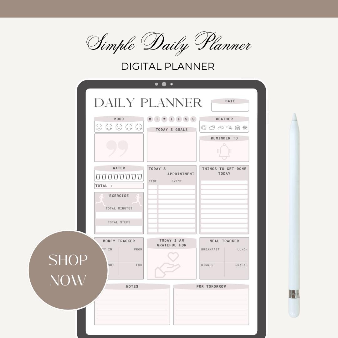 Minimalist Daily Planner Printable | A4 & US Letter | Productivity ...