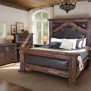 Prairie Canyon Rustic Carved Bedroom Set - Includes Full Service Delivery