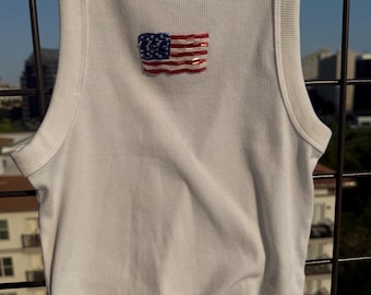 American Flag Beaded Embroidered Tank