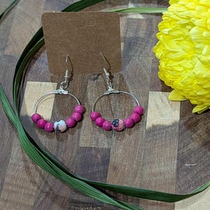 Pink Beaded Earrings