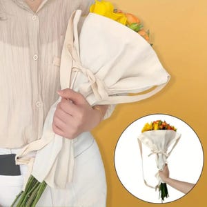 Reusable Bouquet Carrier,  Canvas Flower Satchel, Bouquet Carrier Wrap, Florist Flower Tote Bag,  Harvest Bag, Flower Swaddle Gardening gift