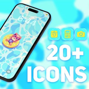 Niedliches Katzen Wallpaper für iPhone und Android | HomeScreen & Sperrbildschirm iOS Themes Pool Tag + 20+ Icon Pack | Sommer 4K Handy Hintergründe