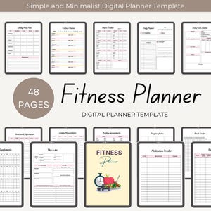 Printable Fitness Planner, Digital Workout Planner, Printable Weight loss Tracker, Digital Fitness Journal, Printable Weight Loss Challenge
