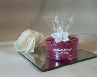 Personalized Wedding Favor - 50 Magenta Pink Candles - Personalized Wedding Tealight - Inexpensive - Elegant - Reusable - Recyclable