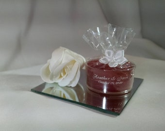 Personalized Wedding Favor - 50 Rust Candles - Personalized Wedding Tealight - Inexpensive - Elegant - Reusable - Recyclable - Free SH - US
