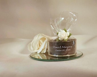 Personalized Wedding Favor - 50 Black Candles - Personalized Wedding Tealight - Inexpensive - Elegant - Reusable - Recyclable