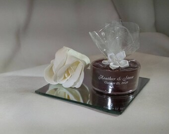 Personalized Wedding Favor - 50 Burgundy Candles - Personalized Wedding Tealight - Inexpensive - Elegant - Reusable - Recyclable