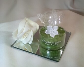 Personalized Wedding Favor - 50 Light Green Candles - Personalized Wedding Tealight - Inexpensive - Elegant - Reusable - Recyclable
