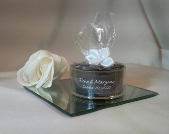 Personalized Wedding Favor - 50 Black Candles - Personalized Wedding Tealight - Inexpensive - Elegant - Reusable - Recyclable