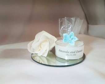 Personalized Wedding Favor - 50 White Candles - Personalized Wedding Tealight - Inexpensive - Elegant - Reusable -Recyclable(Free SH in US)