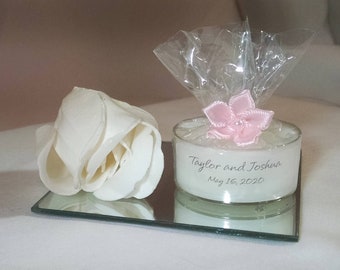 Personalized Wedding Favor - 50 White Candles - Personalized Wedding Tealight - Inexpensive - Elegant - Reusable -Recyclable(Free SH in US)