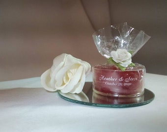 Personalized Wedding Favor - 50 Rust Candles - Personalized Wedding Tealight -  Inexpensive - Elegant - Reusable - Recyclable - Free SH - US