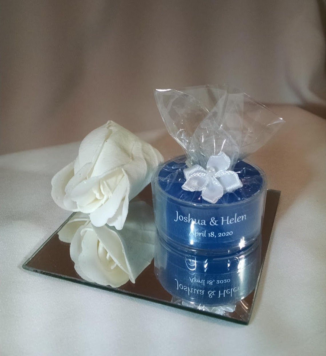 Personalized Wedding Favor 50 Blue Candles Personalized Etsy