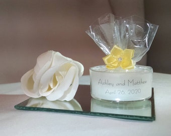 Personalized Wedding Favor - 50 White Candles - Personalized Wedding Tealight - Inexpensive - Elegant - Reusable -Recyclable(Free SH in US)