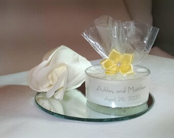 Personalized Wedding Favor - 50 White Candles - Personalized Wedding Tealight - Inexpensive - Elegant - Reusable -Recyclable(Free SH in US)