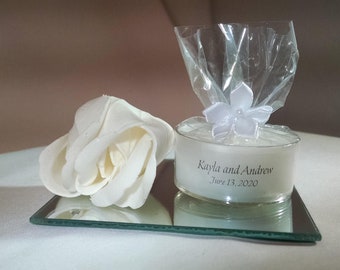Personalized Wedding Favor - 95 cents + - White Candles - Personalized Wedding Tealight - Inexpensive - Elegant - Reusable - Recyclable