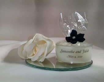 Personalized Wedding Favor - 50 White Candles - Personalized Wedding Tealight - Inexpensive - Elegant - Reusable -Recyclable(Free SH in US)