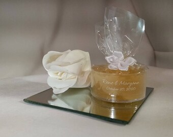 Personalized Wedding Favor -50 Yellow Candles - Personalized Wedding Tealight - Inexpensive - Elegant - Reusable - Recyclable Free SH in US