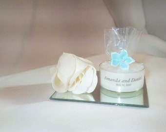 Personalized Wedding Favor - 50 White Candles - Personalized Wedding Tealight - Inexpensive - Elegant - Reusable -Recyclable(Free SH in US)