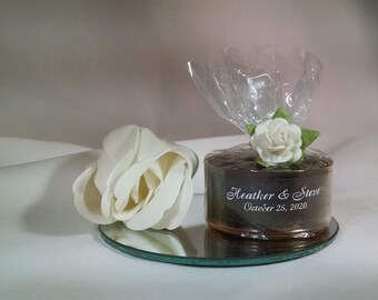 Personalized Wedding Favor - 50 Brown Candles - Personalized Wedding Tealight - Inexpensive - Elegant - Reusable - Recyclable