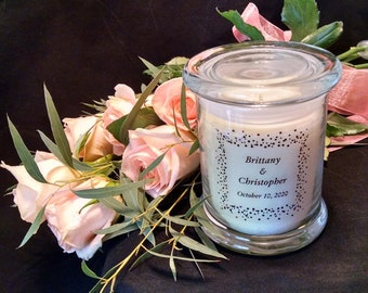 Personalized Wedding Candles ~ Personalized Jar Candles ~ Elegant Wedding Candles ~ Personalized Wedding Favors ~ Set of 12 ~ Reusable