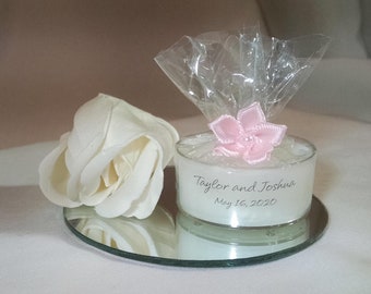 Personalized Wedding Favor - 50 White Candles - Personalized Wedding Tealight - Inexpensive - Elegant - Reusable -Recyclable(Free SH in US)