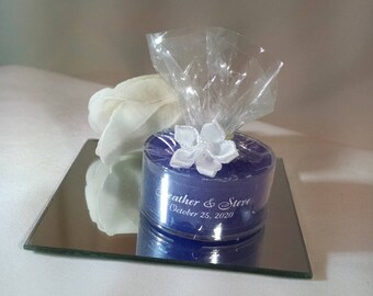 Personalized Wedding Favor - 50 Purple Candles - Personalized Wedding Tealight - Inexpensive - Elegant - Reusable - Recyclable