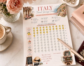 Italy Travel Savings Tracker Printable, Italy Vacation Fund, Dream Trip Savings Challenge, Budget Binder Insert, Italy Travel Planner