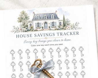 House Savings Tracker Printable: 50-Key Dream Home Fund, 4 Sizes PDF, Digital Download