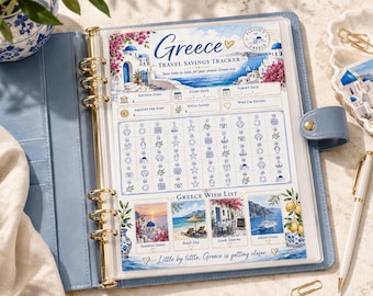 Greece Travel Savings Tracker Printable, Vacation Fund Challenge, Greece Trip Planner, Travel Budget Binder, A4 Letter PDF