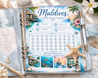 Maldives Travel Savings Tracker Printable, Vacation Fund Tracker, Travel Savings Challenge, Budget Binder PDF, Dream Trip Fund