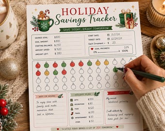 Christmas Savings Tracker Printable, Holiday Savings Tracker, Christmas Budget Planner, Holiday Fund, Digital Download