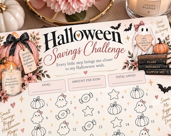 Halloween Savings Challenge Printable, Money Savings Tracker, Cash Stuffing, Planner Insert PDF (Digital Download)