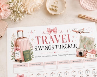 Travel Savings Tracker Printable, Dream Trip Savings Challenge, Vacation Fund Tracker, Budget Binder Insert, Planner