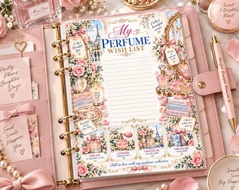 Perfume Wishlist Printable, Fragrance Wish List, Shopping List, Gift Ideas, Beauty Planner Insert PDF