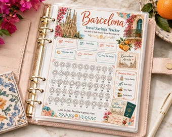 Barcelona Travel Savings Tracker Printable, Spain Vacation Fund, 50 Icon Savings Challenge, Travel Budget Planner PDF, A4 Letter